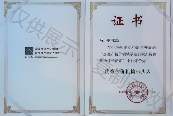 武汉天马房地资产评估有限公司-全国优秀估价机构带头人-马小军